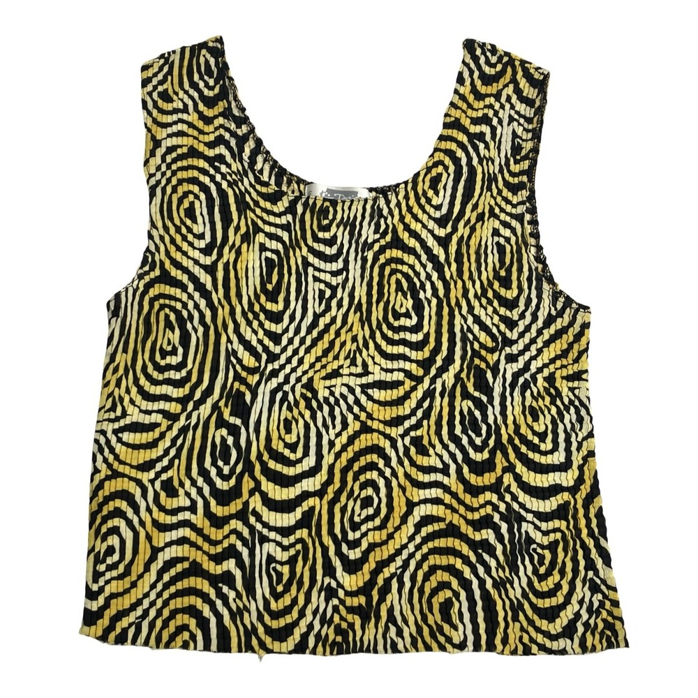 Vintage EK Designs Plisse Pleated Crop Top Womens L Psychedelic Abstract Y2K 90s